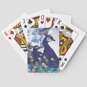 Jeu De Cartes Arrière - plan floral avec des paons
