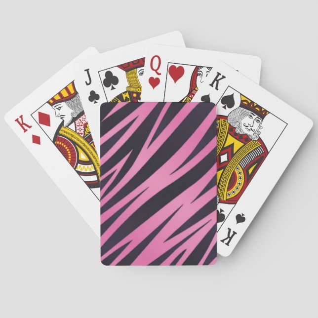 Jeu De Cartes Arrière - plan rose de rayure de zèbre (dos)