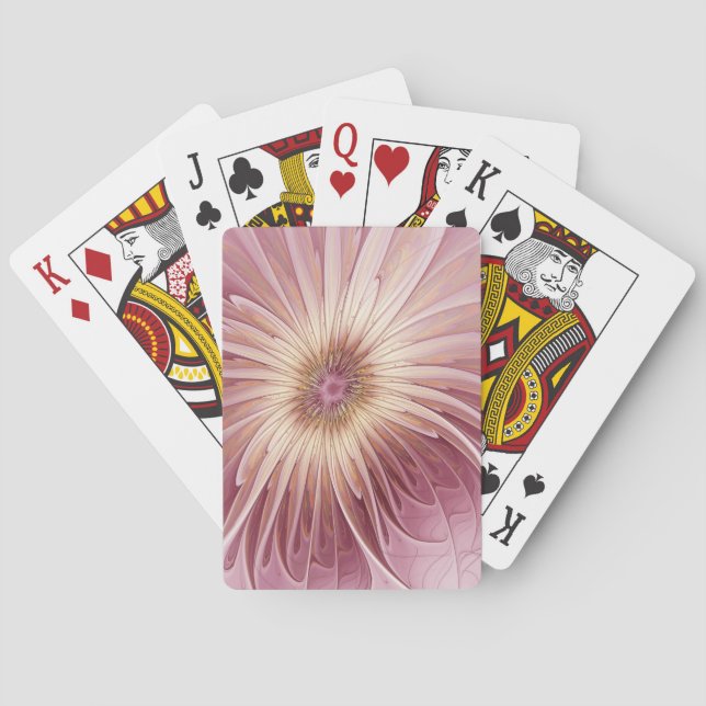 Jeu De Cartes Art Abstrait Fractal Fleur & Tons de Bourgogne (dos)