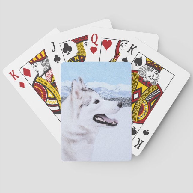 Jeu De Cartes Art de chien de peinture de chien de traîneau (dos)