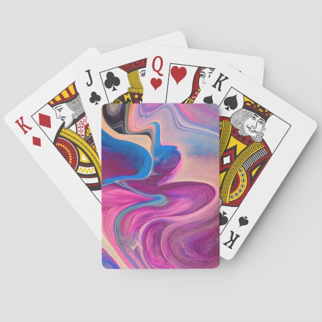 Jeu De Cartes Art de marbre rose et bleu Jouer Cartes de Poker (dos)