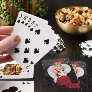 Jeu De Cartes Art déco festif rétro vintage dame de Noël