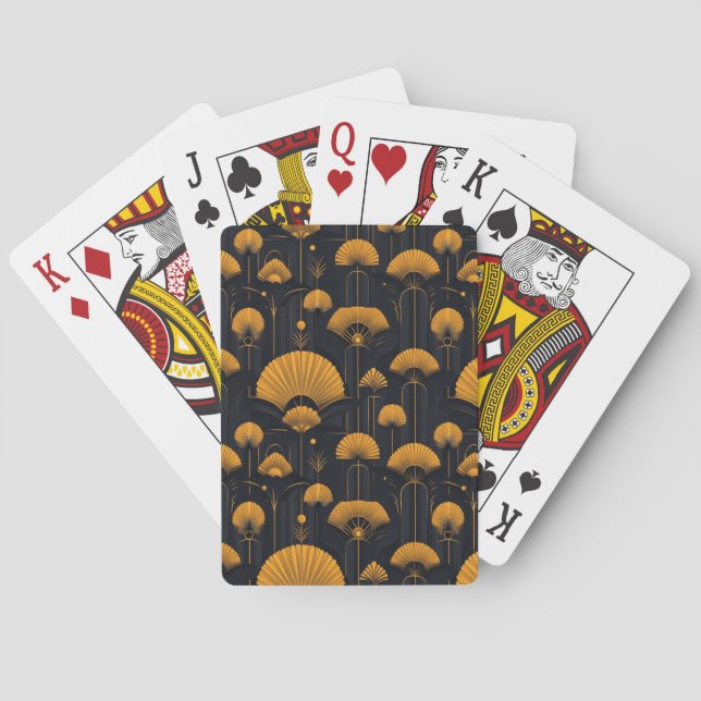 Jeu De Cartes Art déco noir et jaune (dos)