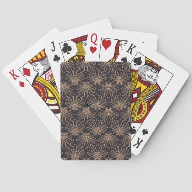Jeu De Cartes Art Deco pattern with gold floral motifs  (dos)