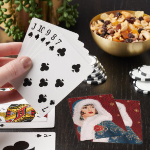 Jeu De Cartes Art Déco rétro vintage dame de Noël