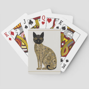 Jeu De Cartes Art décoratif de chat noir de style Gustav Klimt d