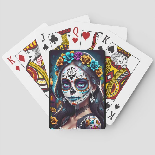 Jeu De Cartes Art du crâne de sucre - Beauté culturelle (dos)