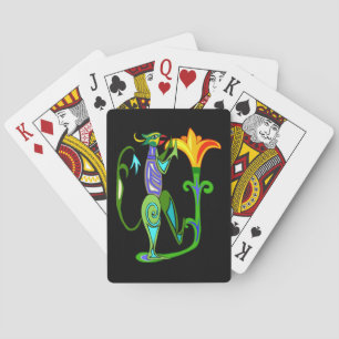 Jeu De Cartes Art Égyptien Avec Fleur Lotus Jouer Des Cartes