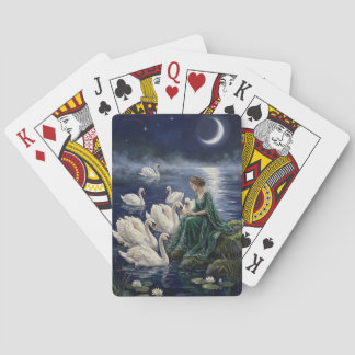 Jeu De Cartes Art fantastique de lune sur le lac aux cygnes celt