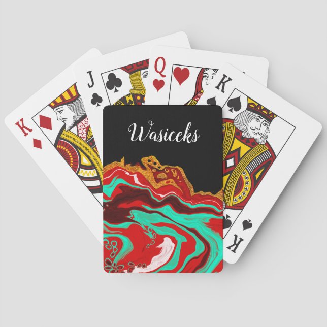 Jeu De Cartes Art Fluide en marbre noir Bourgogne (dos)