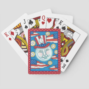 JEU DE CARTES ART FOLKLORIQUE AMÉRICAIN PATRIOTIQUE HOMME DANS L