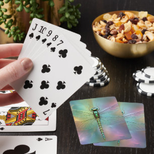 Jeu De Cartes Art fractal élégant de libellule pastel,
