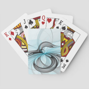 Jeu De Cartes Art fractal moderne gris anthracite abstrait bleu