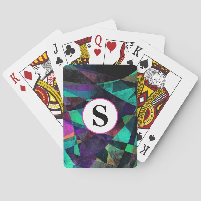 Jeu De Cartes Art Géométrique, Coloré, Abstrait avec Monogramme (dos)
