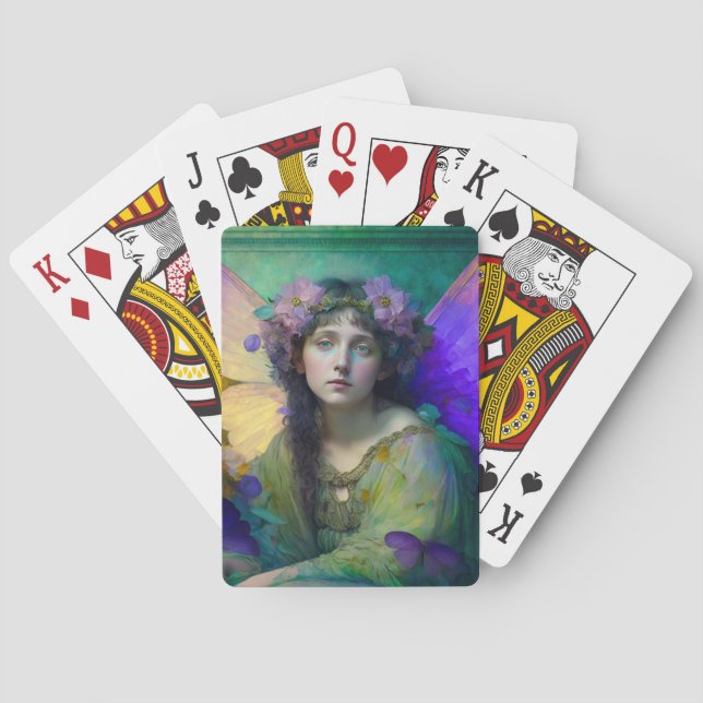 Jeu De Cartes Art Imaginaire Fée Vert Violet (dos)