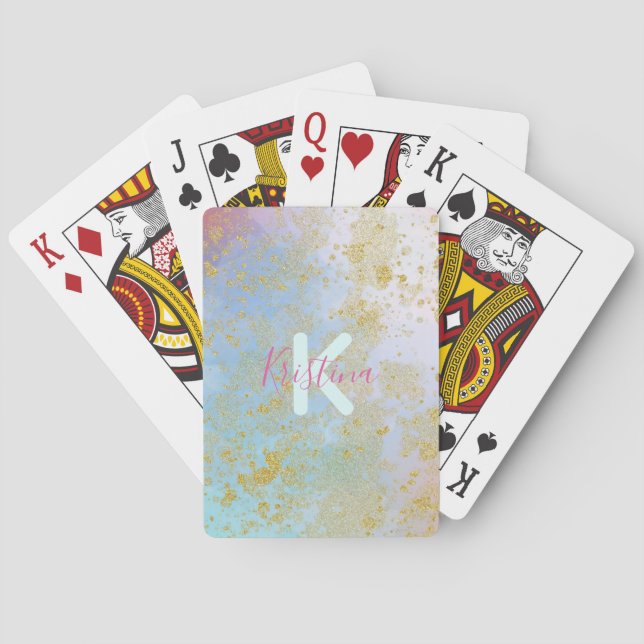 Jeu De Cartes Art Moderne Glam Chic Glittery Pastel Personnalisé (dos)