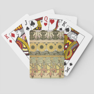 Jeu De Cartes Art nouveau alphonse mucha fuschia tournesol flore