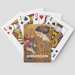 Jeu De Cartes Art Nouveau Femme Floral Or
