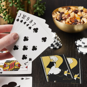 Jeu De Cartes Art Nouveau vintage, femme lisant un livre jaune