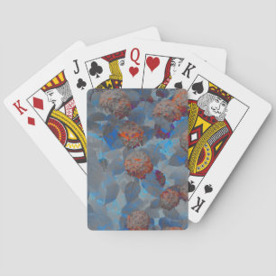 Jeu De Cartes Art numérique motif de fleurs de couleur orange bl
