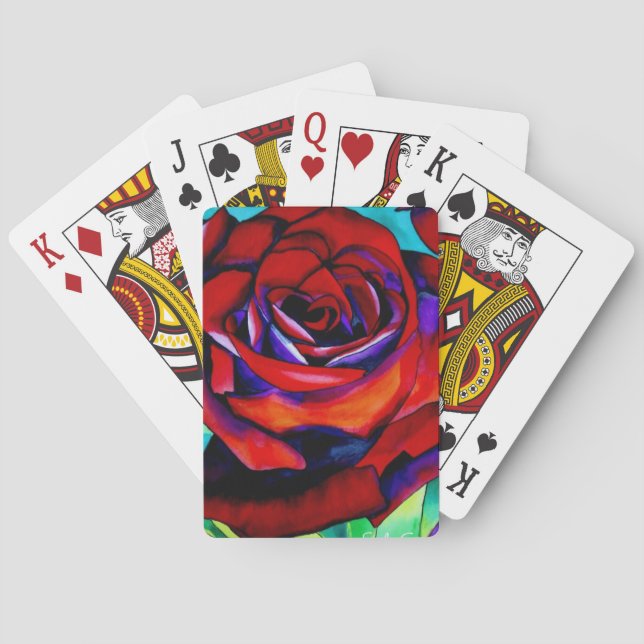 Jeu De Cartes Art original rose de la passion rouge (dos)