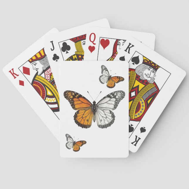 Jeu De Cartes Art papillon monarque demi-couleur (dos)