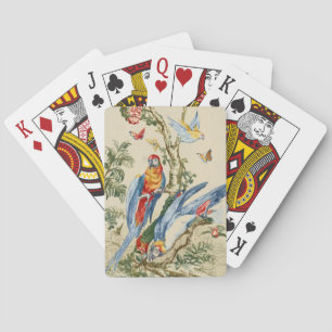 Jeu De Cartes Art Tropical Antique de Perroquet et de Papillon d