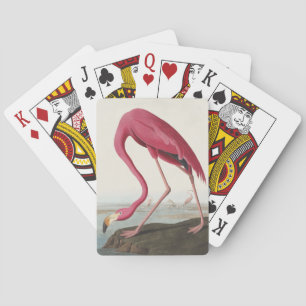 Jeu De Cartes Art Vintage Audubon Flamant rose Américain Oiseau