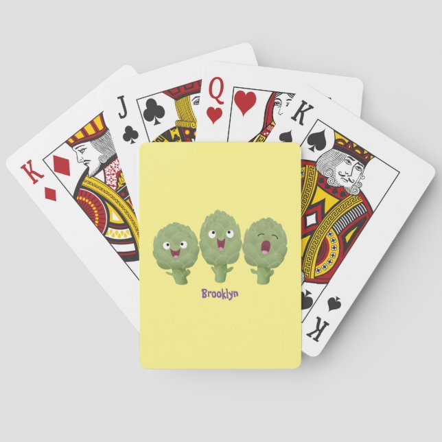 Jeu De Cartes Artichauts chantants mignons dessin animé végétal (dos)