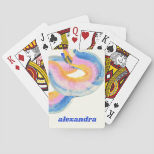 Jeu De Cartes Artsy Abstrait bleu et jaune Aquarelle Nom