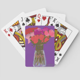Jeu De Cartes Arty Joyeuses Fleurs Colorées Dans Le Vase +Nom Pe