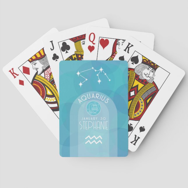 Jeu De Cartes Astrologie du Zodiaque Aquarius Signet photo Date  (dos)