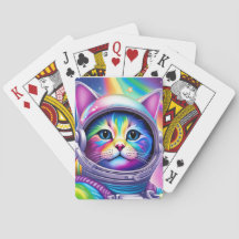 Astronaut de chat - Jouer aux cartes