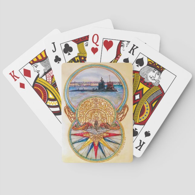 Jeu De Cartes "Au-delà du pont" Cartes de jeu sous-marines (dos)