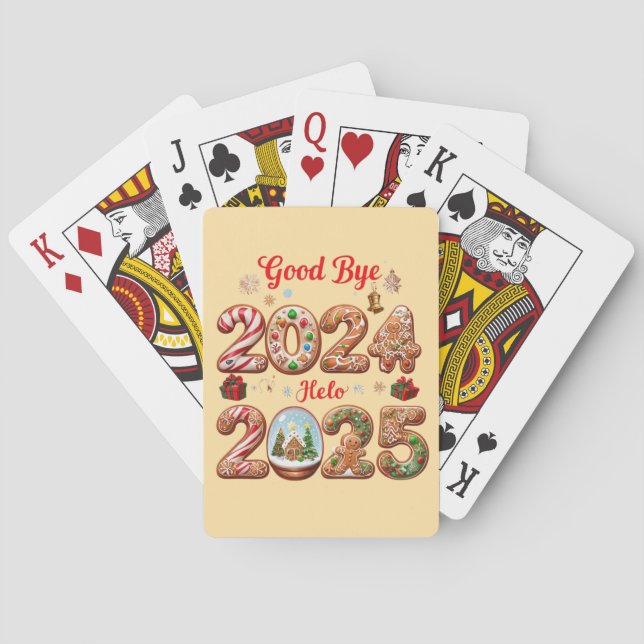 Jeu De Cartes Au revoir 2024 Bonjour 2025 Bonne année Design (dos)