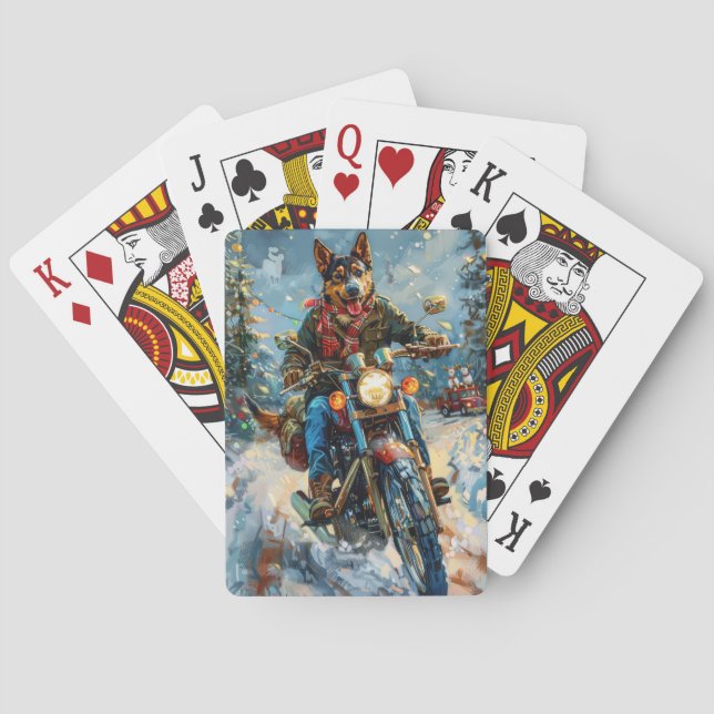 Jeu De Cartes Australian Kelpie Chien équitation moto Noël (dos)