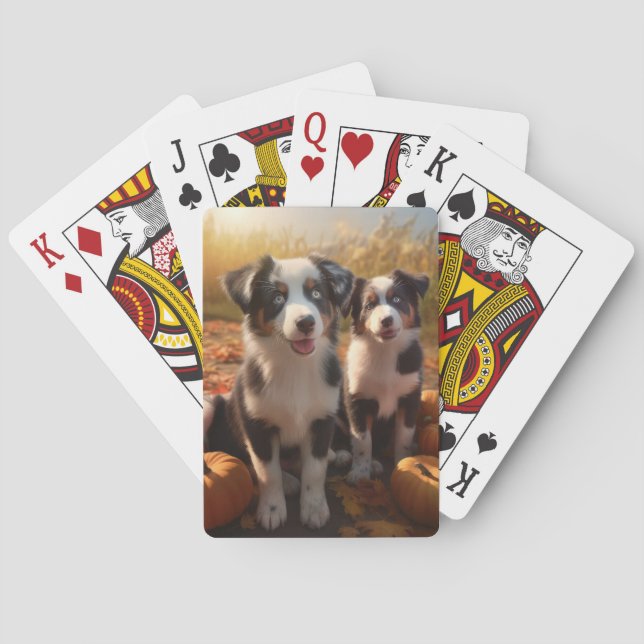 Jeu De Cartes Australian Shepherd Puppy Citrouille de plaisir d' (dos)