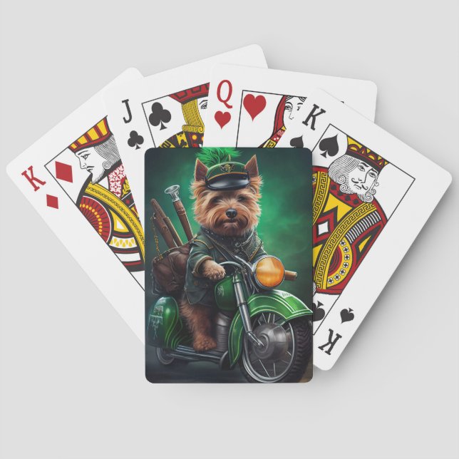 Jeu De Cartes Australien Terrier conduite vélo St. Patrick's Day (dos)