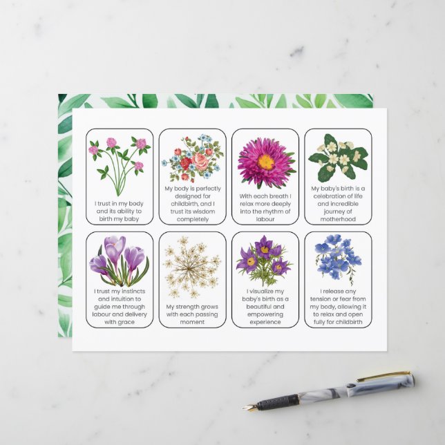 Jeu De Cartes Avec 8 Affirmations D'Enfance (Devant/Arrière en situation)