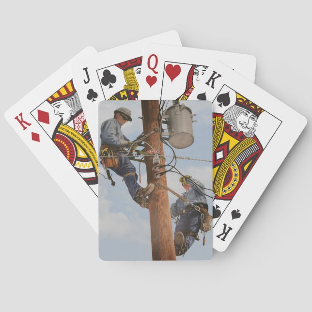 jeu de cartes avec imprimé de lineman aérobrossé (dos)