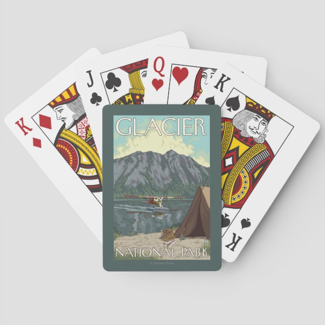 Jeu De Cartes Avion de Bush et pêche - parc national de glacier, (dos)