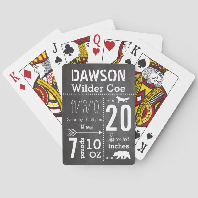 Jeu De Cartes Baby Boy Fox Bear lil' Man Keepsaké (dos)