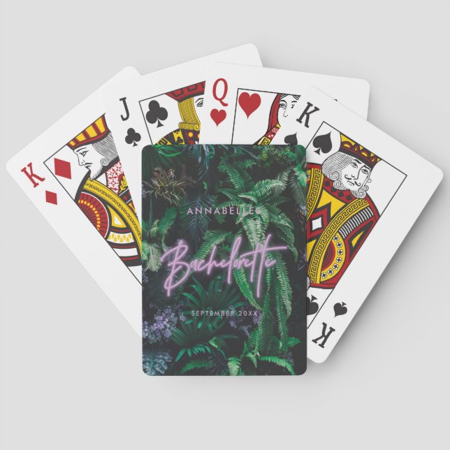 Jeu De Cartes Bachelorette de néon violet clair moderne (dos)