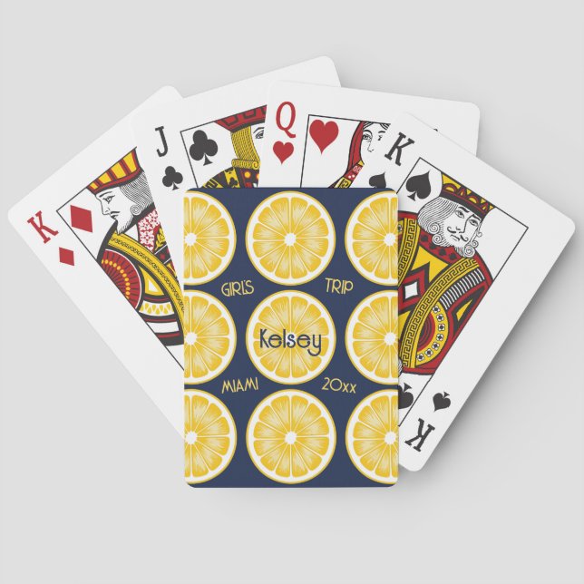 Jeu De Cartes Bachelorette Lemon Slice Marine & Jaune (dos)