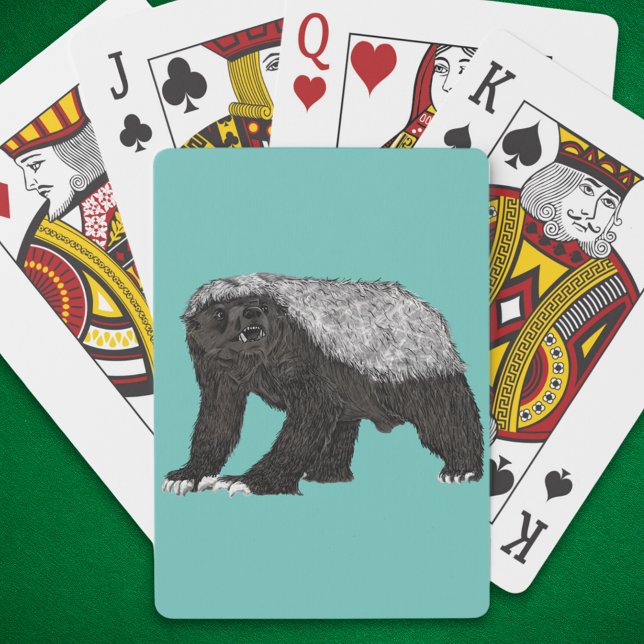 Jeu De Cartes Badass Honey Badger Attitude sans peur Art animal (Honey badger badass wild animal playing cards Watercolor wild animal art)