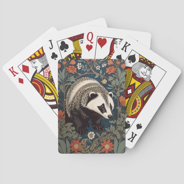 Jeu De Cartes Badger de Woodland William Morris inspiré (dos)