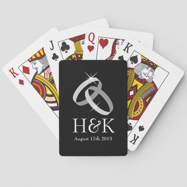 Jeu De Cartes Bagues monogrammaticales personnalisées mariage le (dos)