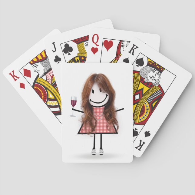 Jeu De Cartes Baguette Figure Girl avec Verre à Vin (dos)