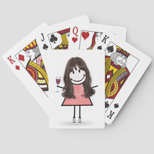 Jeu De Cartes Baguette Figure Girl avec Verre à Vin (dos)