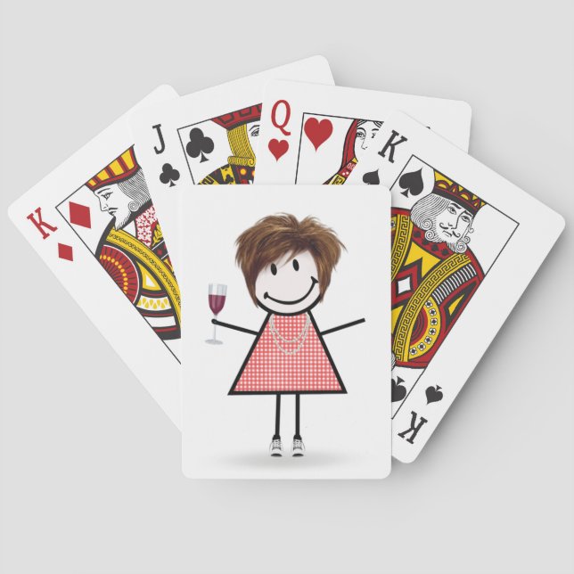 Jeu De Cartes Baguette Figure Girl avec Verre à Vin (dos)